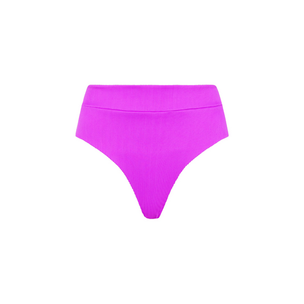 High Hip Cheeky Bikini Bottom - Electric Violet Ribbed –Kulani Kinis