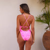 Plunge Cross Back One Piece - Rose Quartz