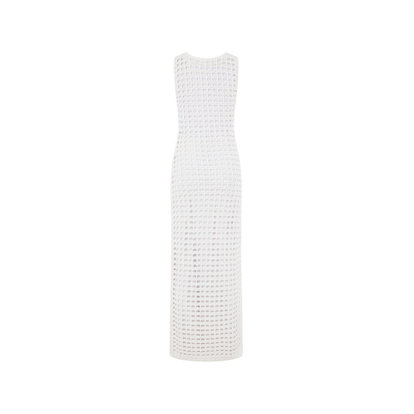 Crochet Plunge Maxi Dress - Ivory