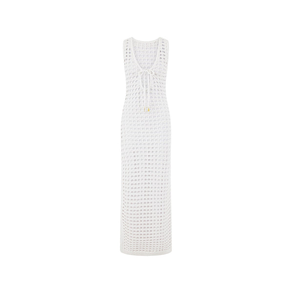 Crochet Plunge Maxi Dress - Ivory