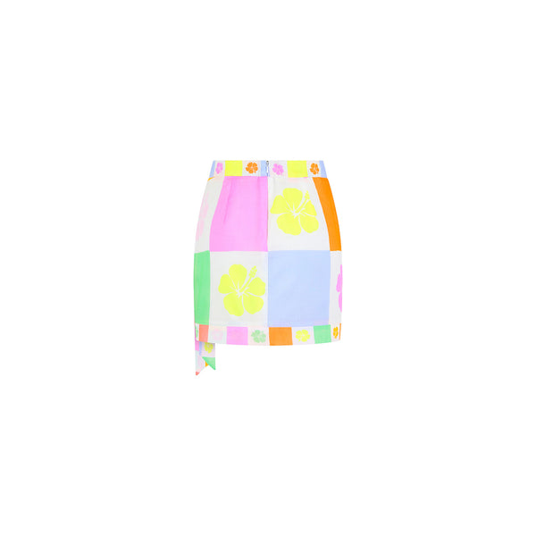 Summer Wrap Mini Skirt - Hibiscus Rainbow