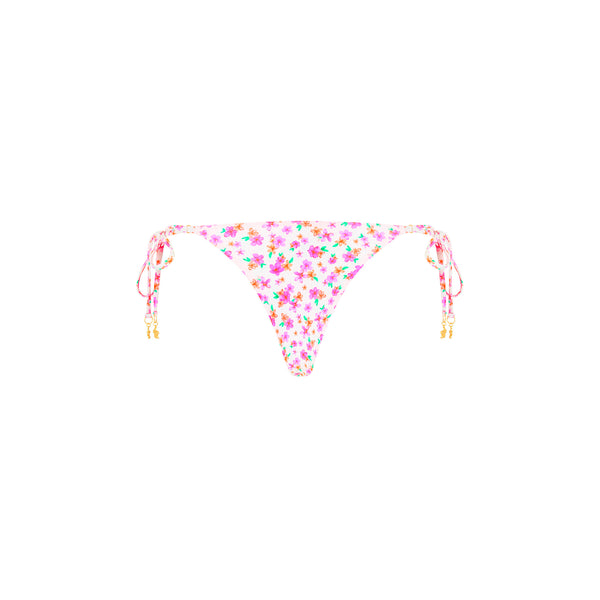 Thong Tie Side Bikini Bottom - Flamingo Flora