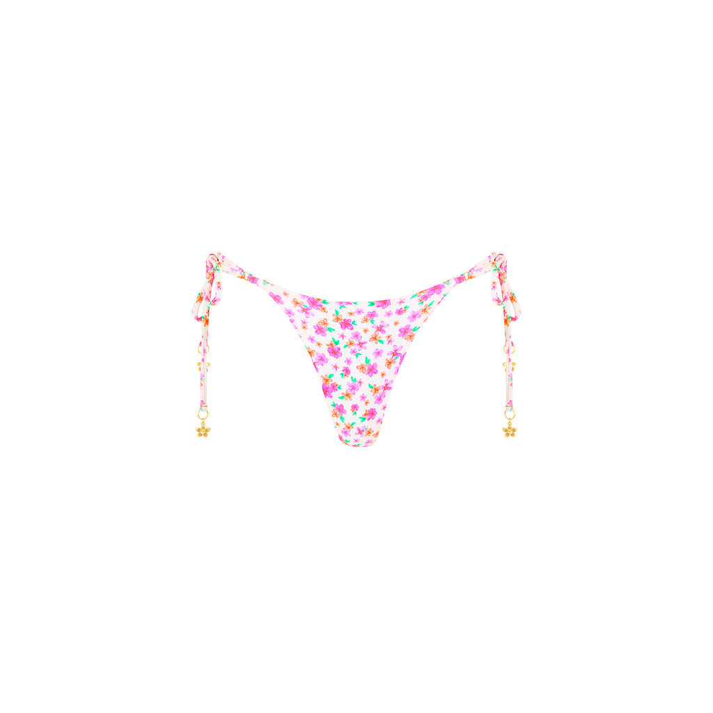 Thong Tie Side Bikini Bottom - Flamingo Flora