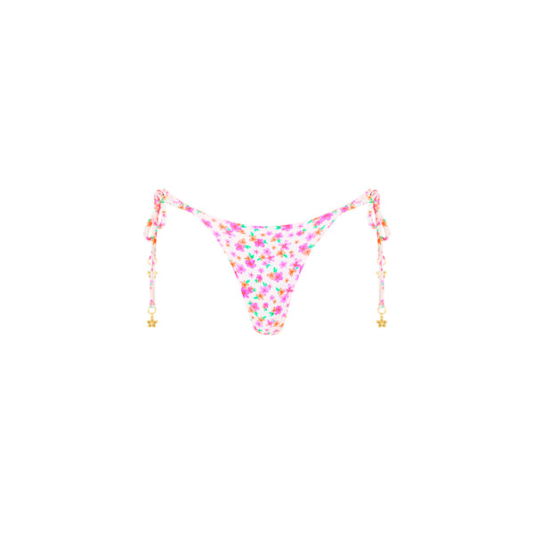 Thong Tie Side Bikini Bottom - Flamingo Flora