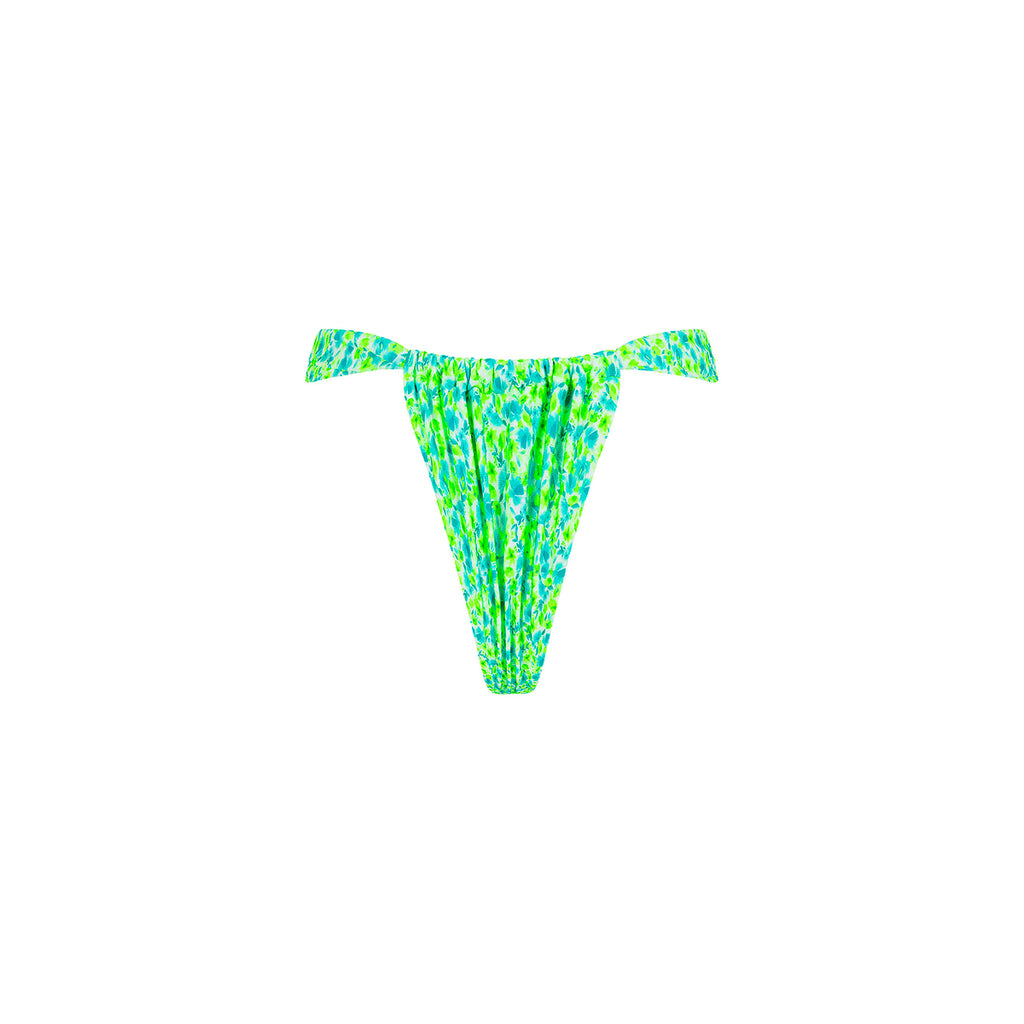 Ruched Thong Bikini Bottom - Apple Blossom