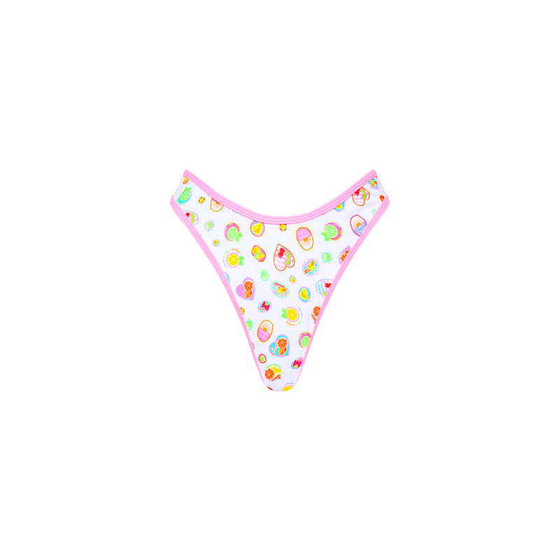 High Leg Thong Bikini Bottom - Cutie Frutti