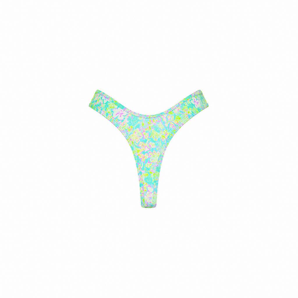 High Leg Thong Bikini Bottom - Hibiscus Fizz