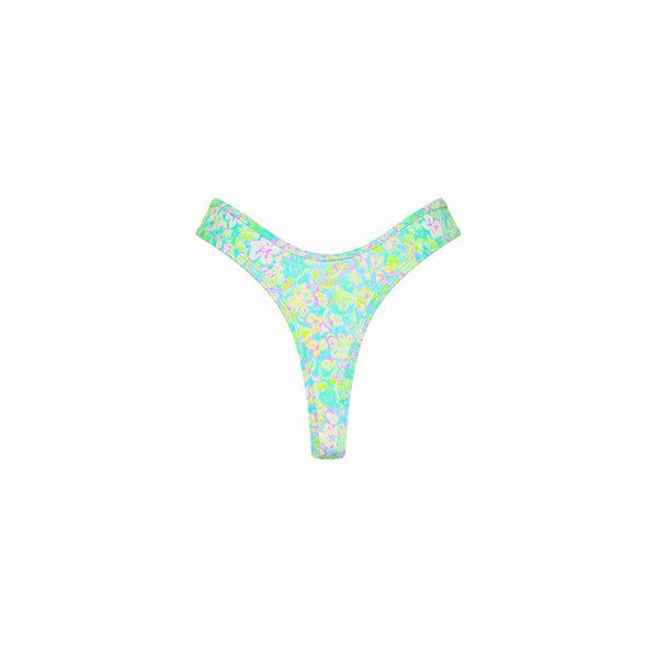 High Leg Thong Bikini Bottom - Hibiscus Fizz