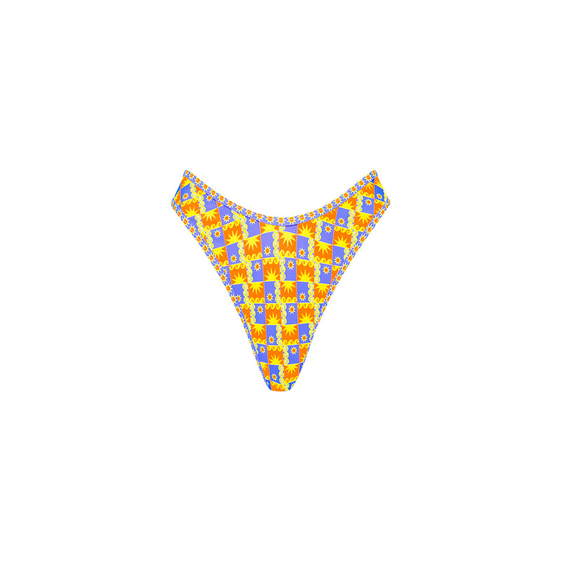 High Leg Thong Bikini Bottom - Sunburst