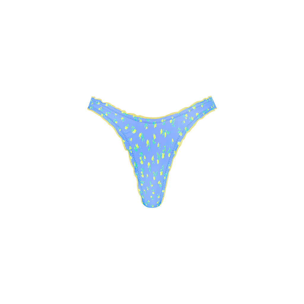 Lettuce Edge Thong Bikini Bottom - Lemon Bloom