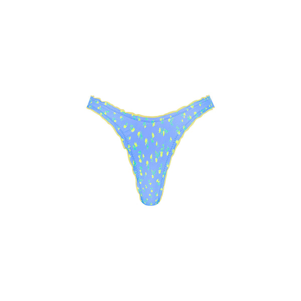 Lettuce Edge Thong Bikini Bottom - Lemon Bloom