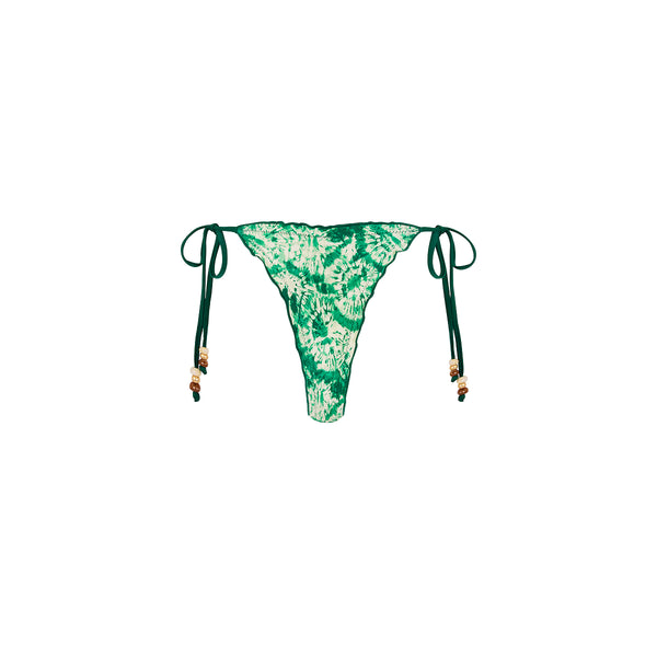 Lettuce Edge Thong Tie Bikini Bottom - Emerald Tides