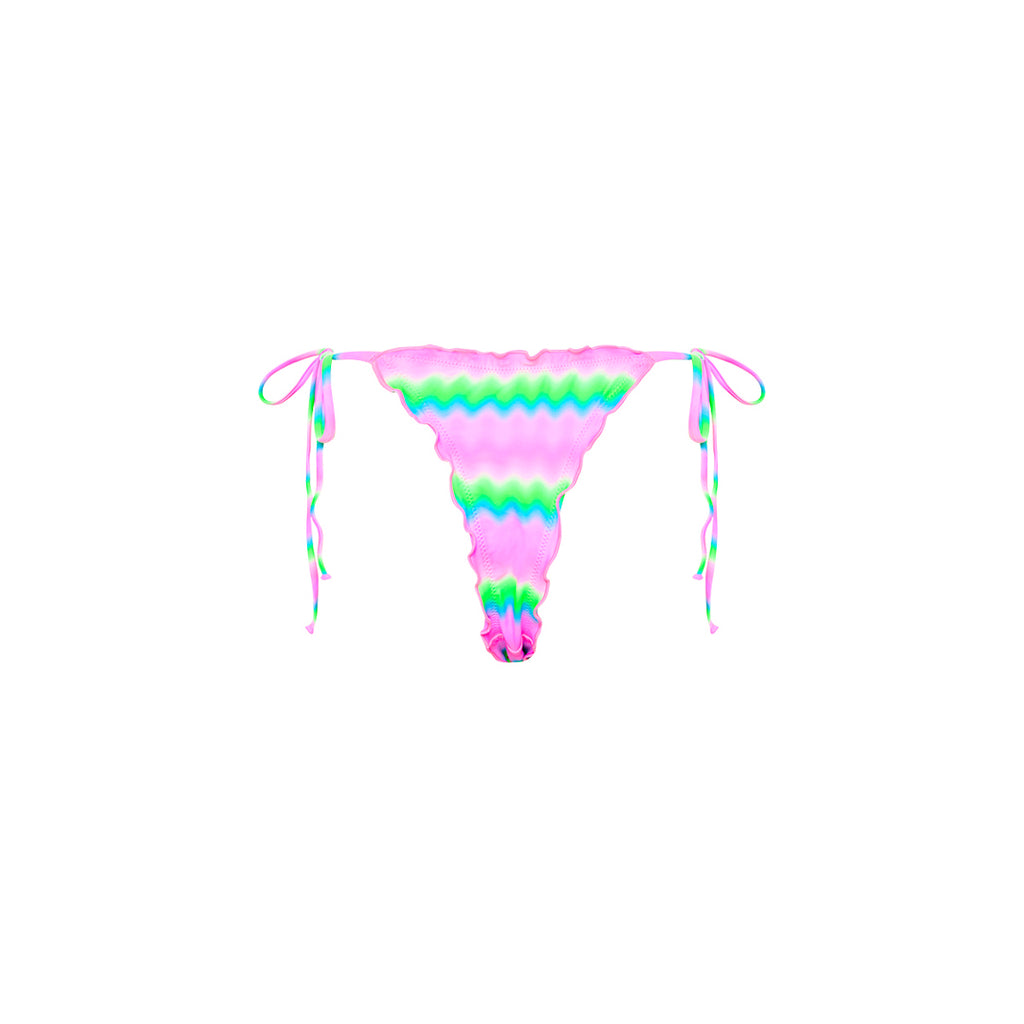 Lettuce Edge Thong Tie Bikini Bottom - Candy Clouds