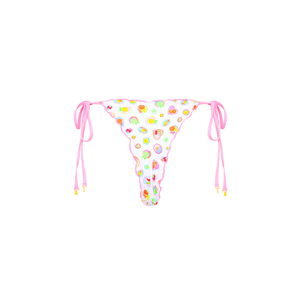 Lettuce Edge Thong Tie Bikini Bottom - Cutie Frutti