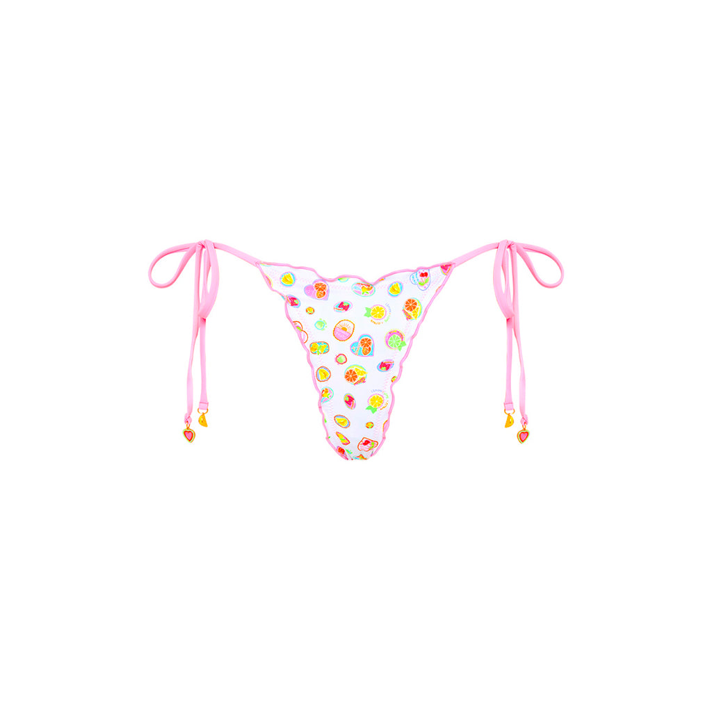 Lettuce Edge Thong Tie Bikini Bottom - Cutie Frutti