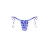 Tie Ruched Thong Bikini Bottom - Ocean Colada