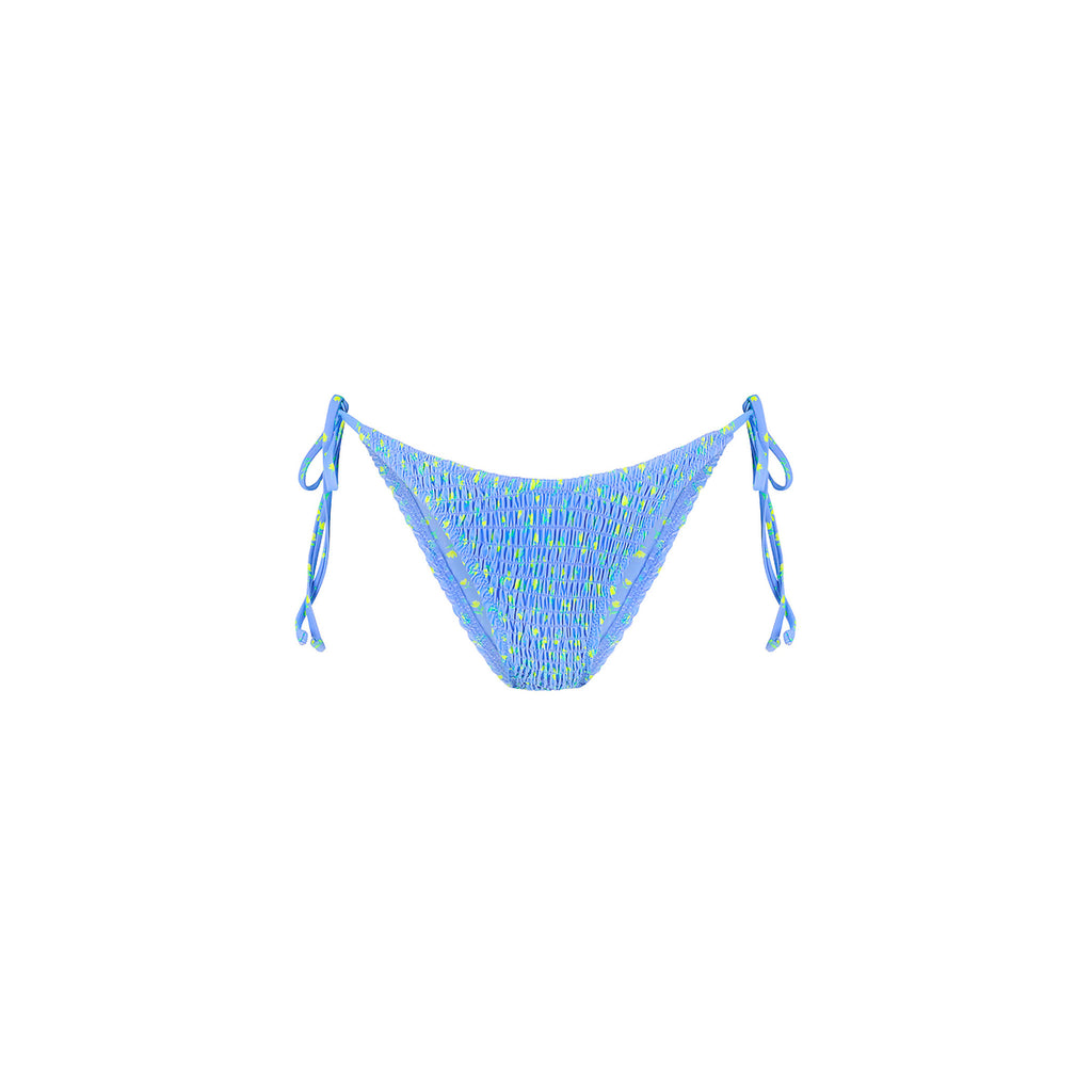 Shirred Dipped Cheeky Tie Bikini Bottom - Lemon Bloom