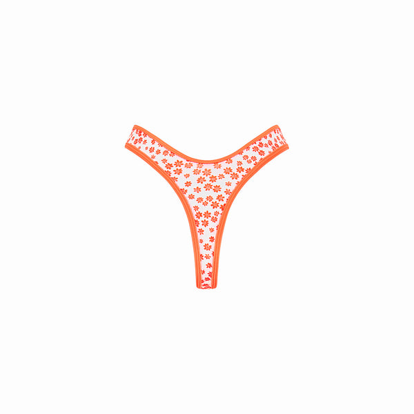 High Leg Thong Bikini Bottom - Orange Fantasy