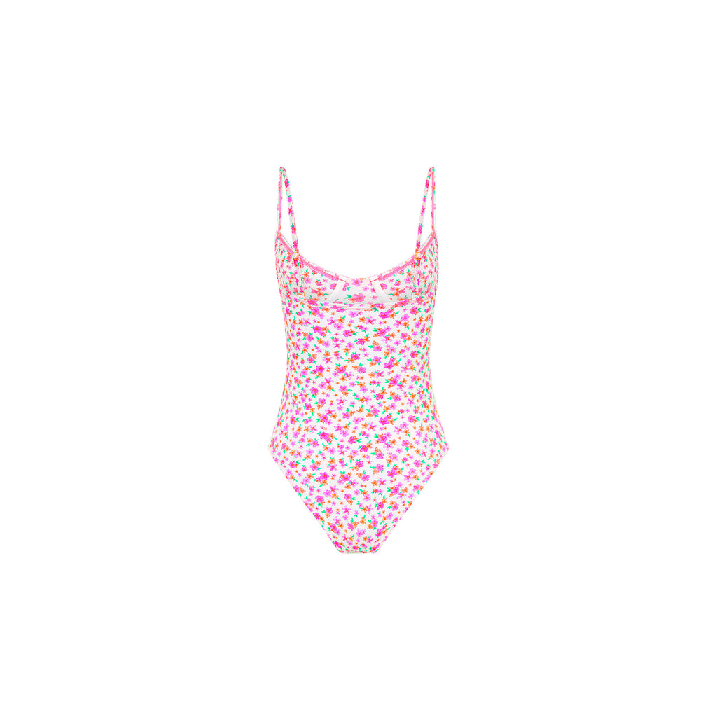 Double Ruffle Underwire One Piece - Flamingo Flora