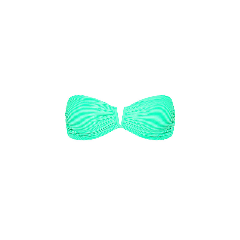 V Strapless Bandeau Bikini Top - Turquoise Mint Ribbed