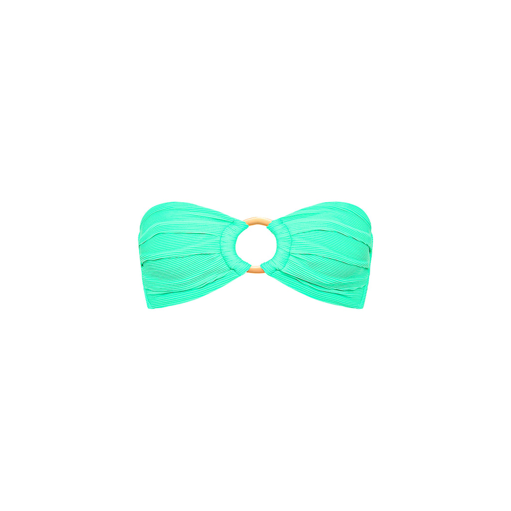 Strapless Bandeau Bikini Top - Turquoise Mint Ribbed