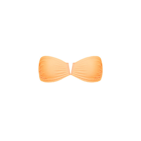 V Strapless Bandeau Bikini Top - Mango Ribbed