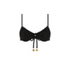 Ruched Underwire Bra Bikini Top - Moonlight Black