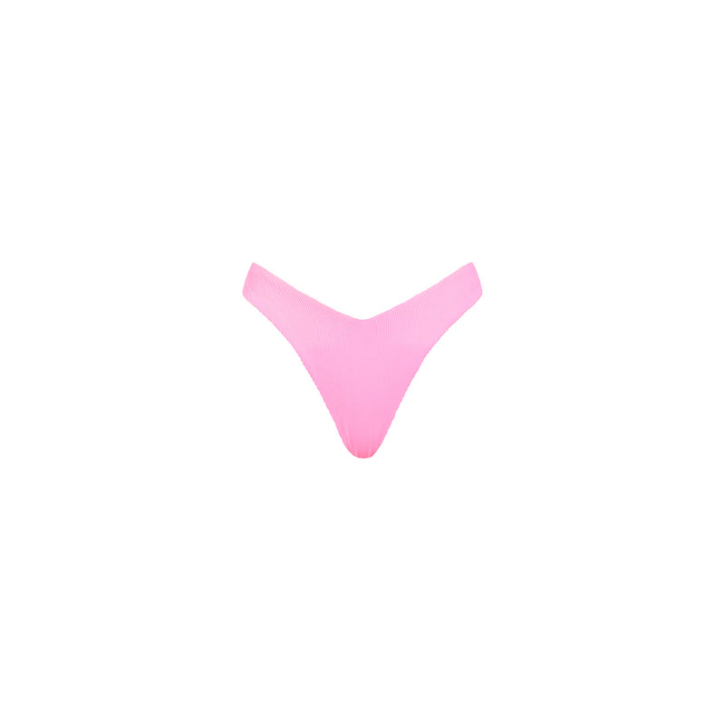 Y Cheeky Bikini Bottom - Taffy Pink Ribbed