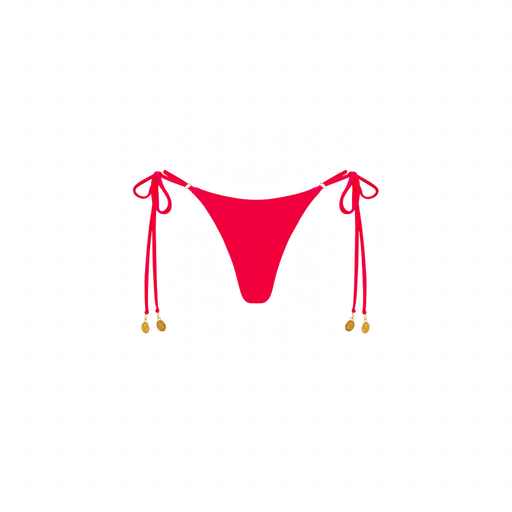 Thong Tie Side Bikini Bottom - Neon Rose