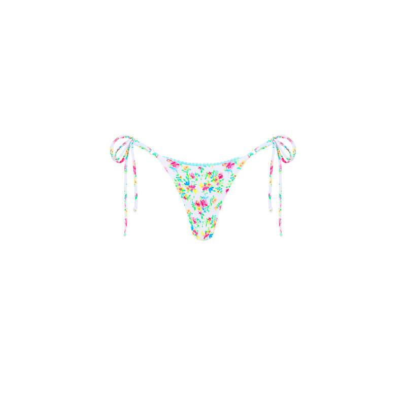 White Tie String Micro Bikini Set With Thong String Bikini Bottoms