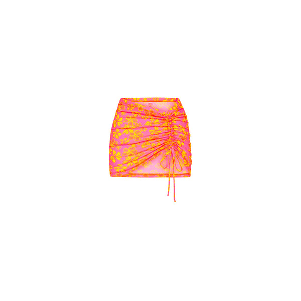 Ruched Mesh Mini Skirt - Pitaya Maya