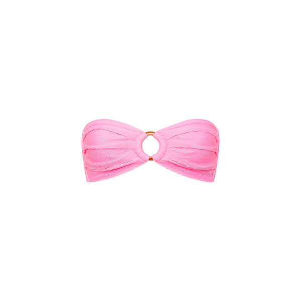 Strapless Bandeau Bikini Top - Taffy Pink Ribbed