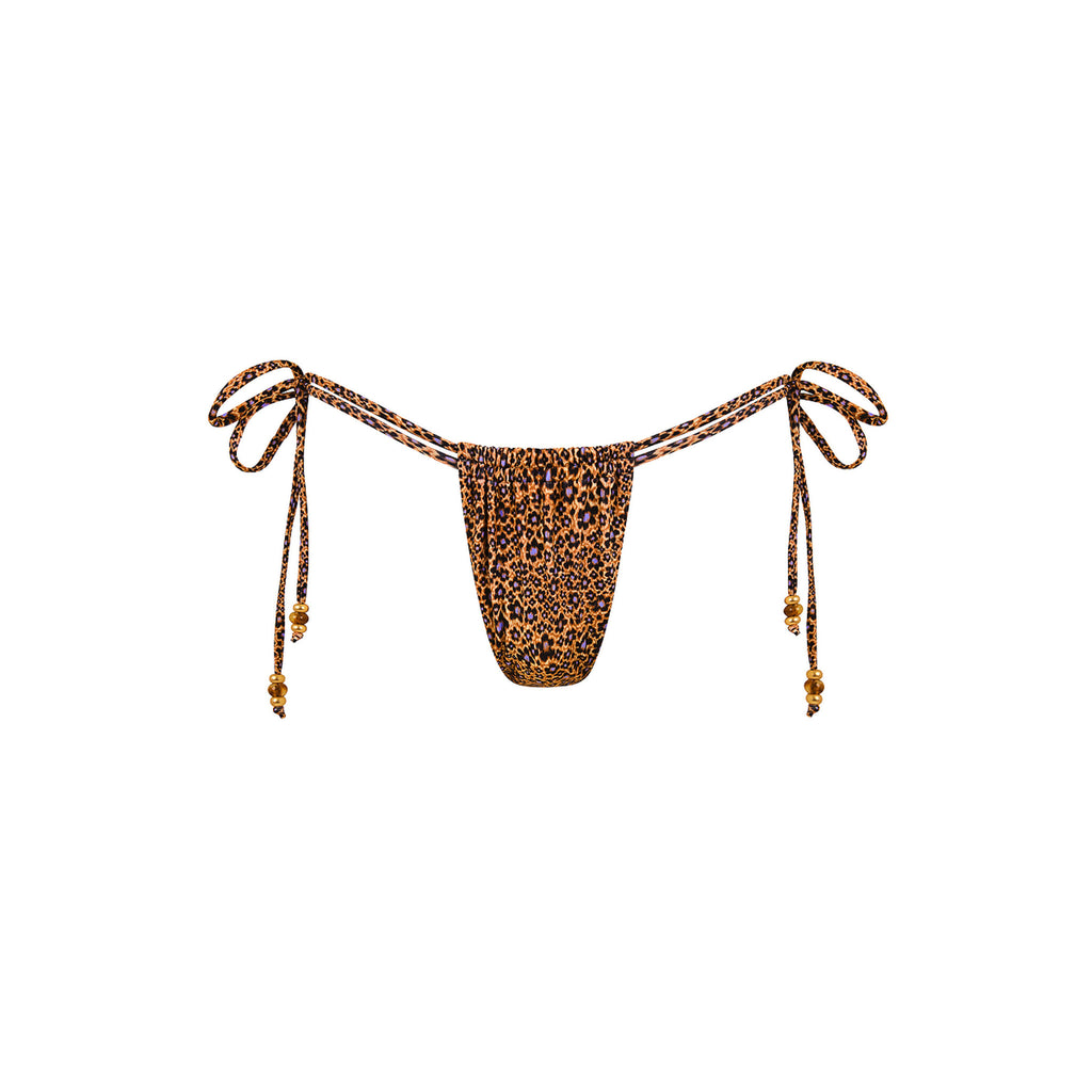 Tie Ruched Thong Bikini Bottom - Kosmic Kat